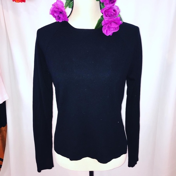 Vintage 90’s silk blend ribbed black sweater - Picture 2 of 8